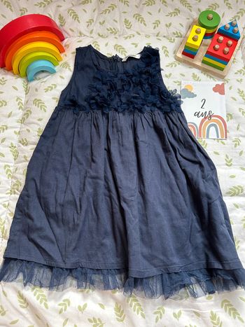 robe sans manches bleu marine avec tulle 2 ans 3 pommes