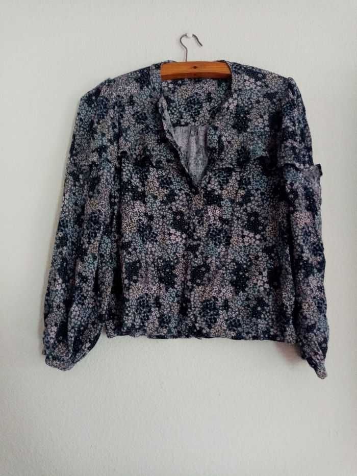 Blouse fleuri a bouton est volant, chemise c&a (T40) - photo numéro 3