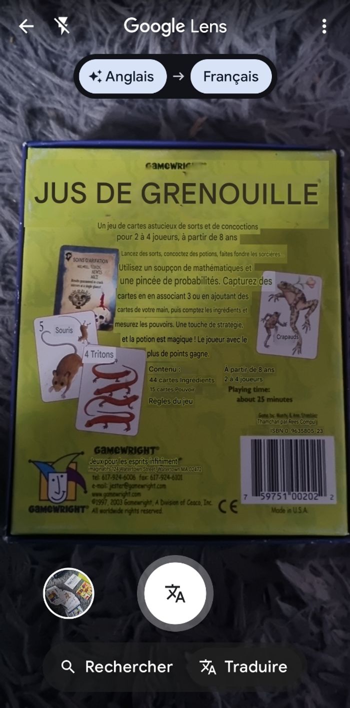 Jeu de carte Frog Juice à partir de 8ans - photo numéro 3