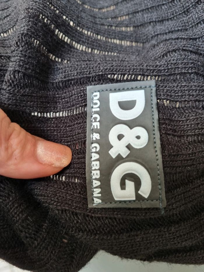 Pull noir et blanc avec bandes ajourees - photo numéro 6