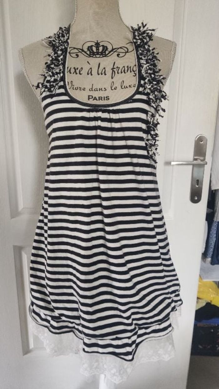 Robe doublé coton et rayé noire/ blanc Molly bracken 38