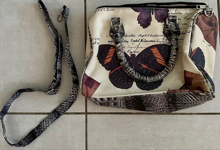 Sac à main vintage imprimé papillon & détails serpent - Style original - photo numéro 1