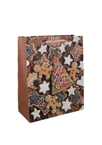 Sac cadeau Noël Yala motif gâteau de Noël 18 x 23 x 10,5 cm Neuf