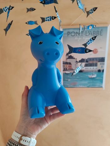 Tirelire cochon Ikea vintage - bleue