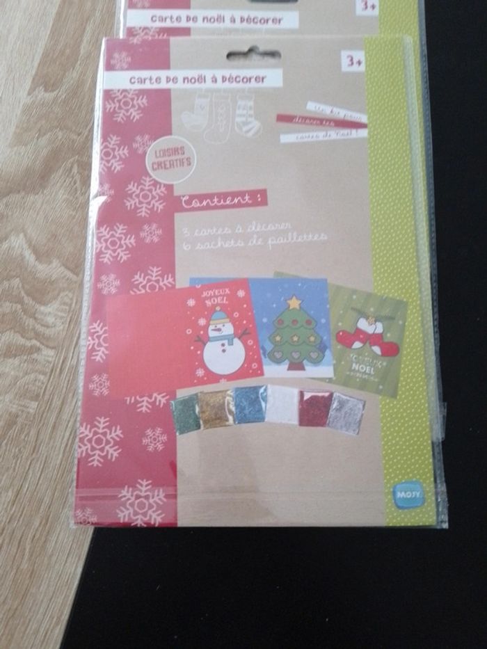 lot de 2 x3 cartes à paillettes à faire thème Noël neuf sous blister - photo numéro 6