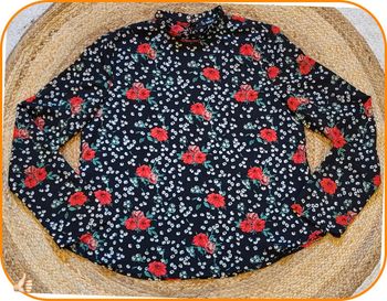 Blouse motif floral à manches longues - Shein - Noir - Femme - Très bon état