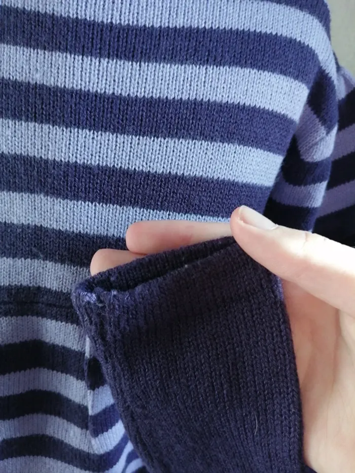Pull tunique violet à rayures col montant / sans manches / (8ans) - photo numéro 4