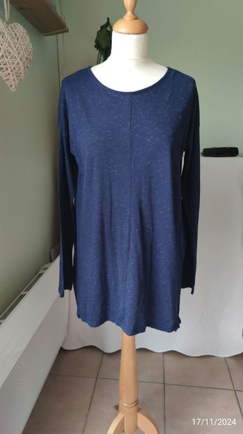Haut long bleu marine & argenté