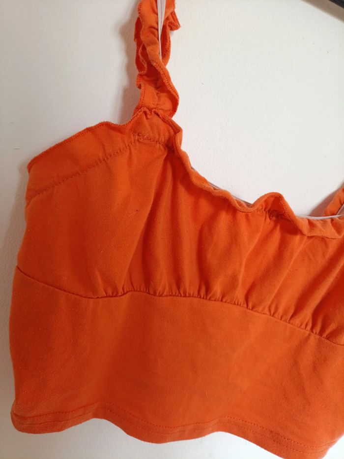 Crop top orange à bretelles volants vintage - photo numéro 2