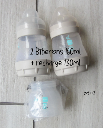 Lot de 2 biberons 160 ml + recharge 130 ml