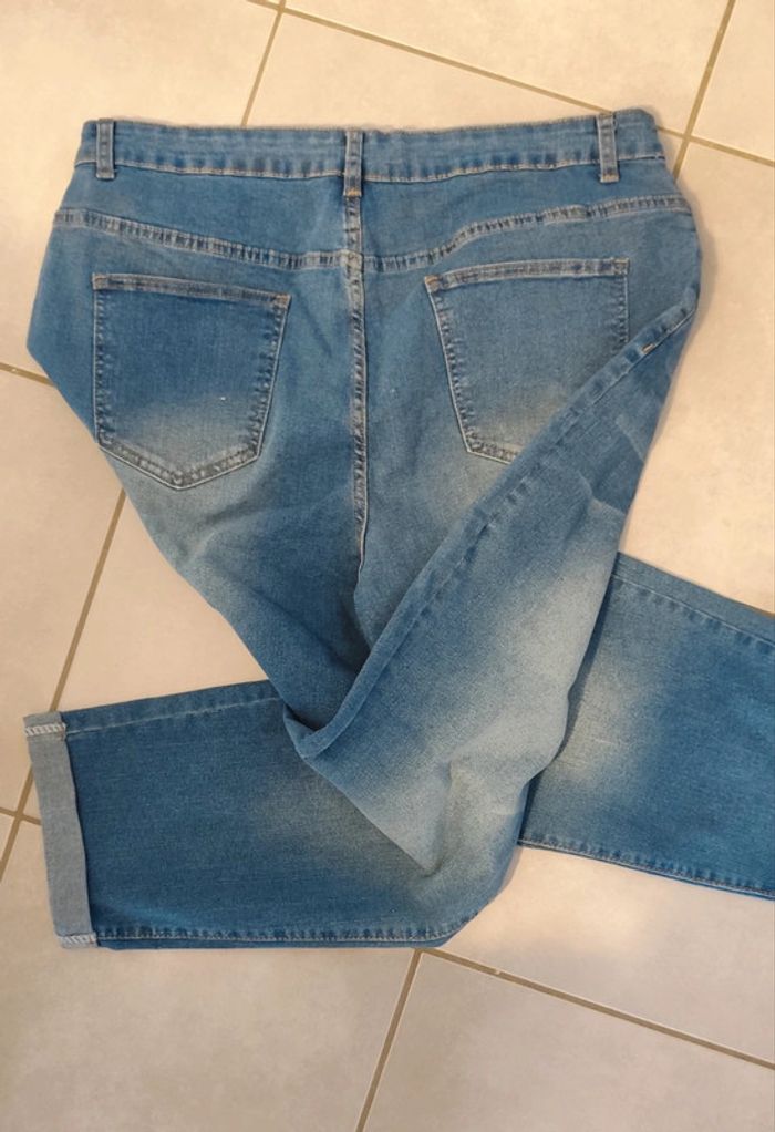 Jean mom taille haute avec revers - photo numéro 3