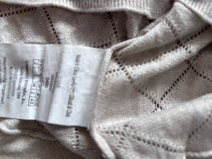 Pull maille fine manche 3/4 beige Camaïeu taille 2 - photo numéro 3