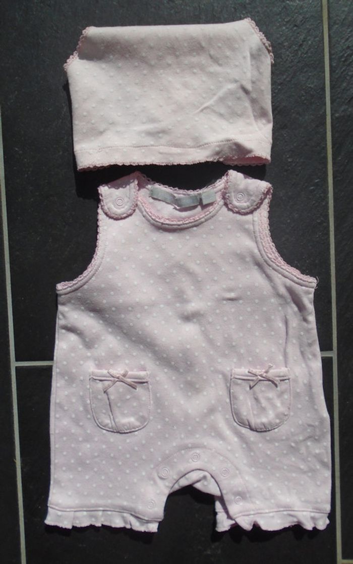 Adorable barboteuse été fille 3 mois (60 cm) et son bandeau fichu - photo numéro 4