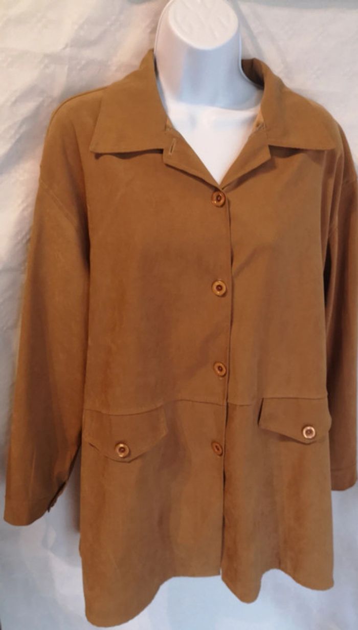 Veste tunique chemise cognac - photo numéro 2