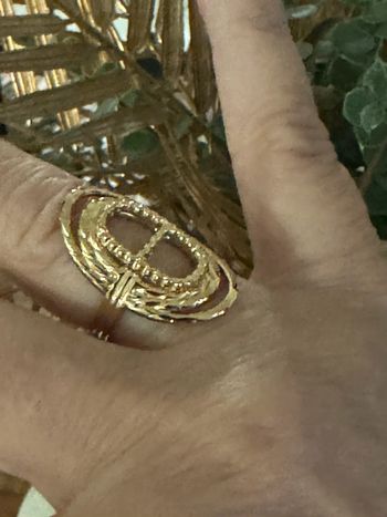 Bague ovale large réglable acier inoxydable or maillon farandole