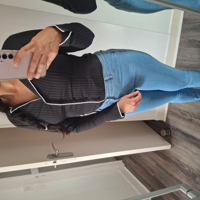 Chemise noir à rayures blanches pour femme - à manches longues - Taille S - Mara Camicie - photo numéro 4