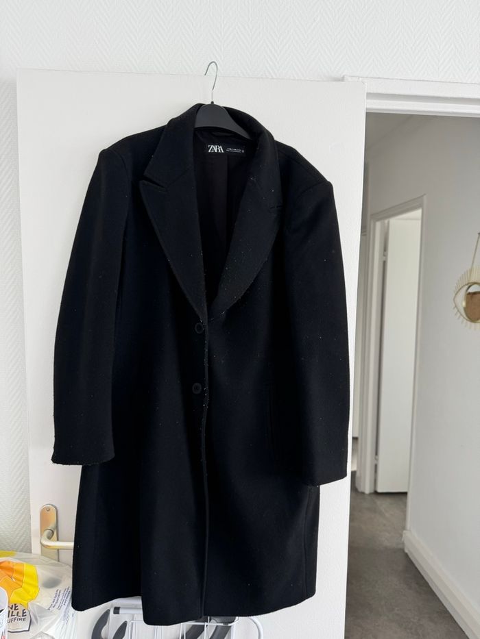 manteau noir long Zara