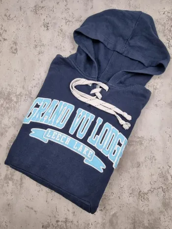 Pull capuche universitaire bleu, S Hommes
