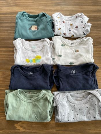 Lot 8 bodies 12 mois manches courtes