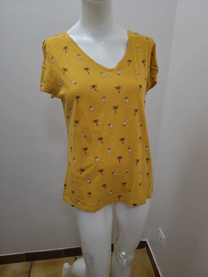 T shirt manches courtes Esprit jaune à motif taille L - photo numéro 2