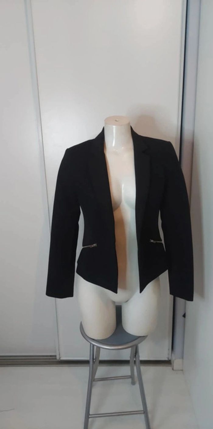 Veste noire blazer Zip argenté bershka M 38
