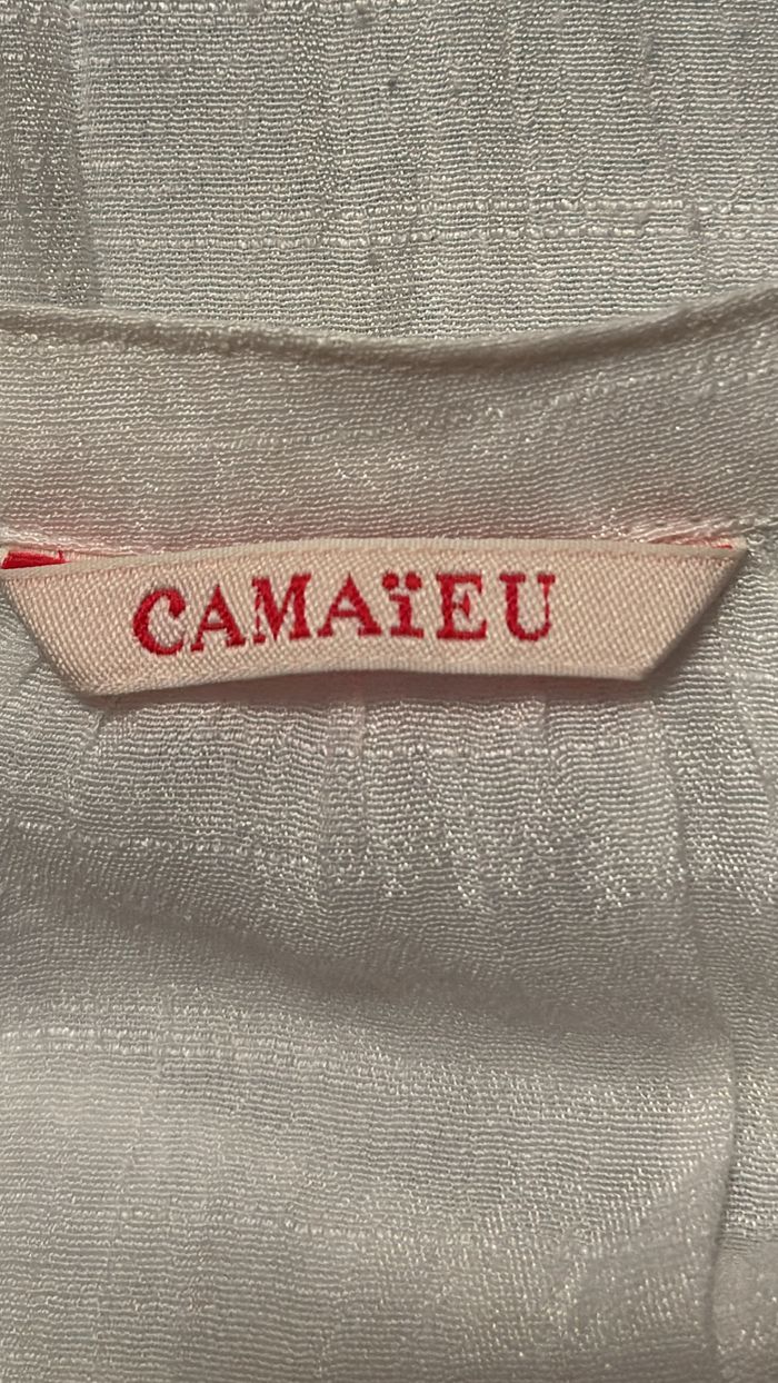 Blouse blanche longue Camaïeu T38 - photo numéro 4