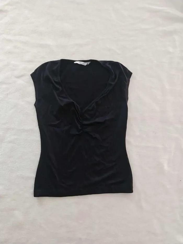 Haut noir tissu maillot bain TS
