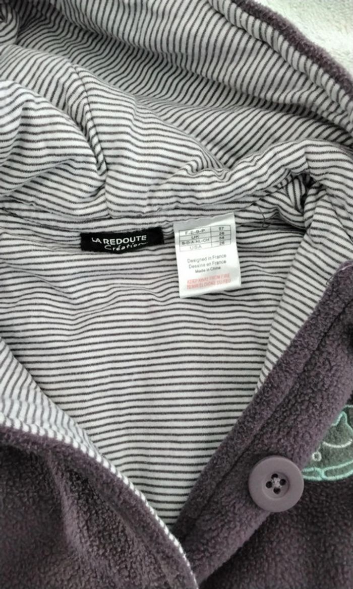 Polaire à capuche, mauve, boutons, La Redoute Création, 67 cm - photo numéro 3