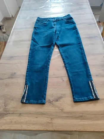 Jean RIU Droit Bleu, Taille 38 - Détails Zip Tendance !