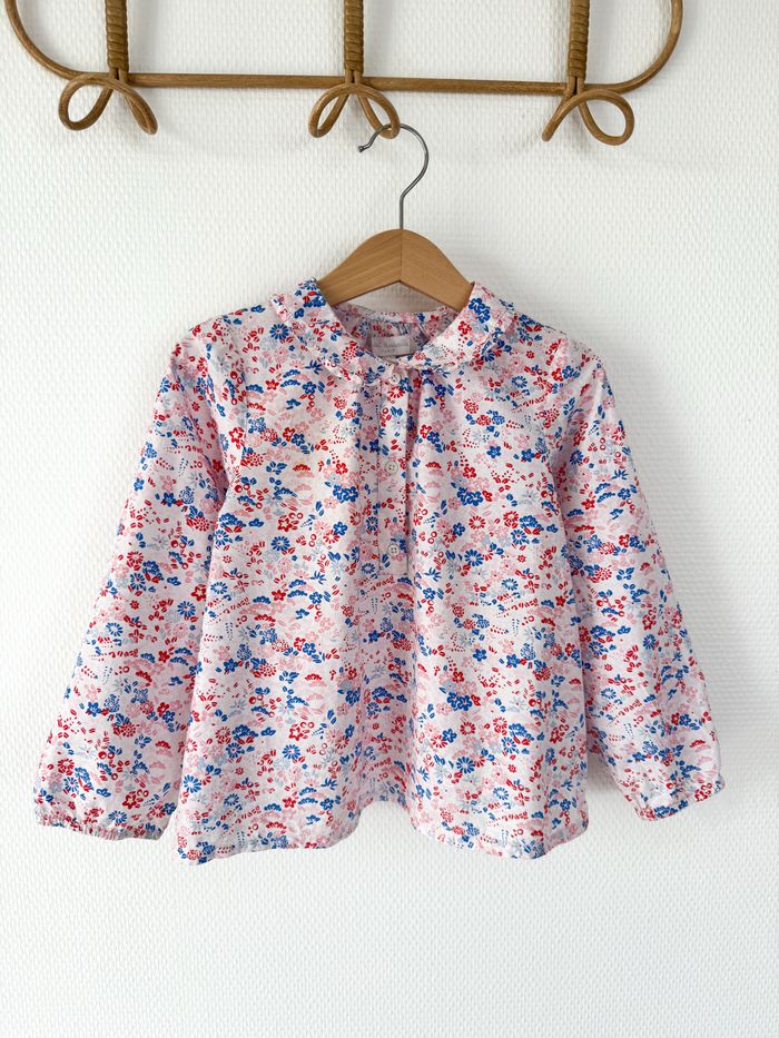 Blouse collerette blanche à motifs Cadet Rousselle - 4 ans