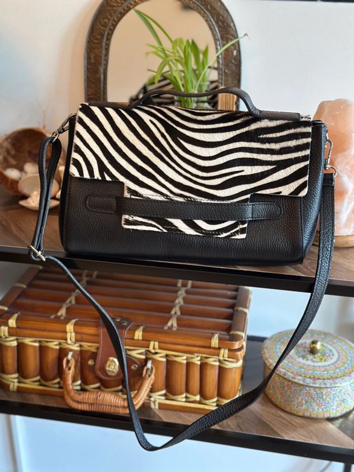 Sac en cuir à bandoulière zèbre – fabrication italienne