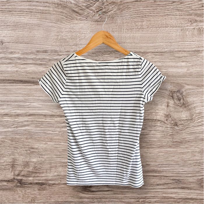 T-shirt manches courtes bleu marine blanc à rayure dessin Caroll taille 36 S - photo numéro 3