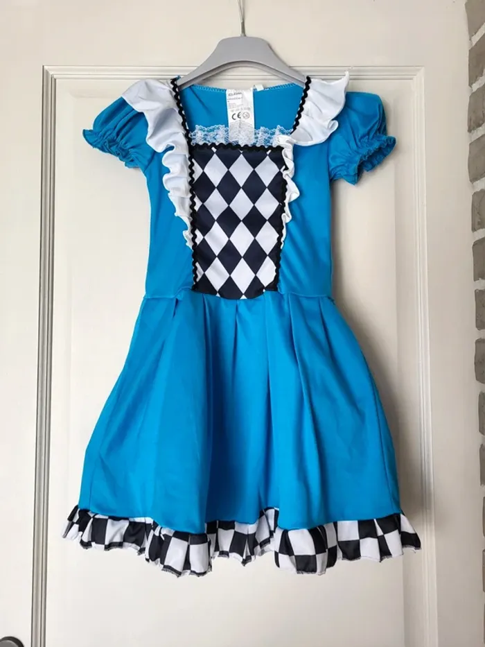 Robe bleue  à damier - Déguisement Alice au pays de merveilles