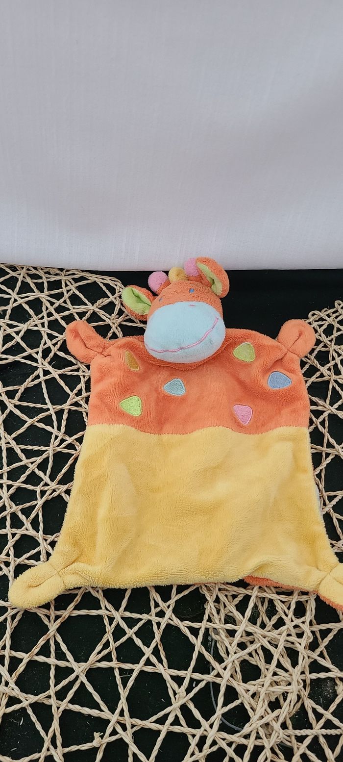 Doudou plat Girafe jaune orange MOTS D'ENFANTS - photo numéro 2