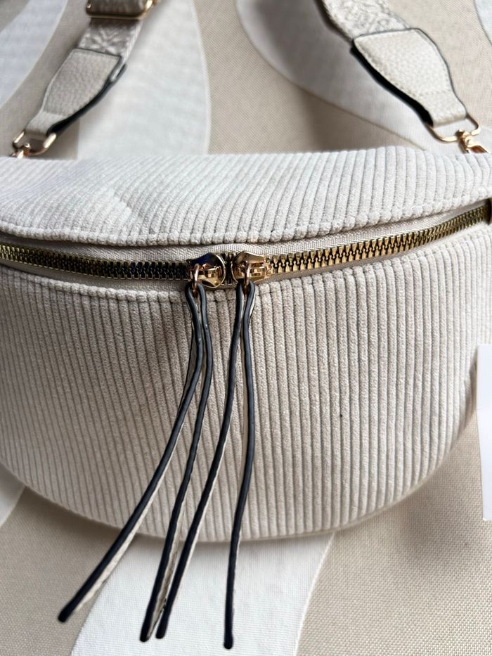 Sac banane  beige crème  velours côtelé - photo numéro 2