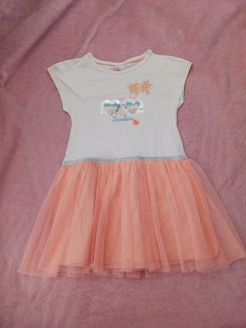 Robe blanc et corail 3 ans
