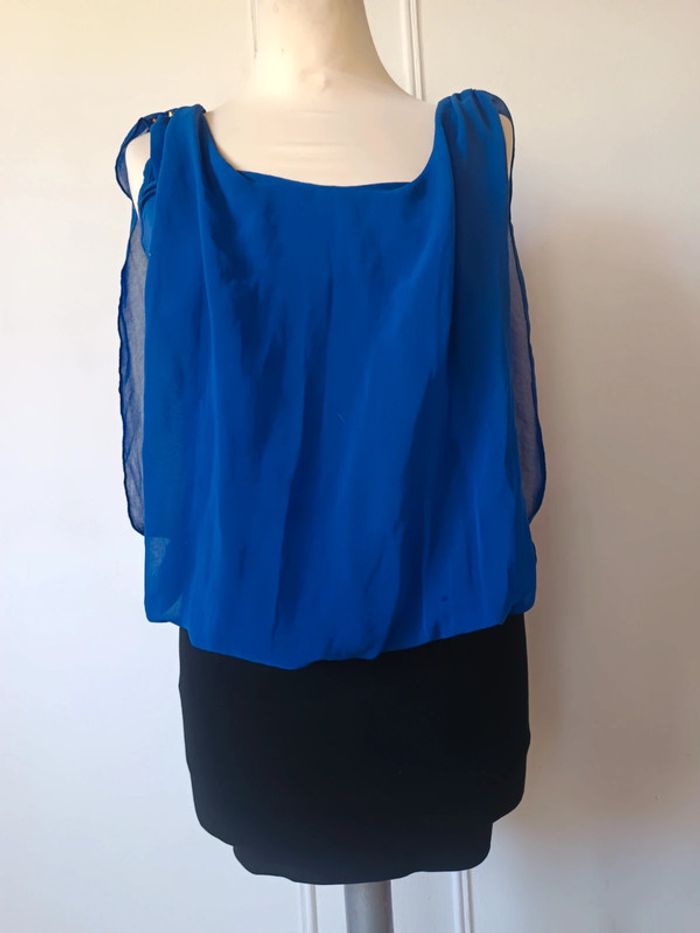 💎robe 👗 Pimkie t xs 34 s 36 noir bleu indigo avec voile confort été tendance