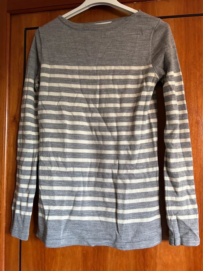 Pull ligné gris 36 Inès de la Fressange /Uniqlo