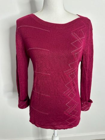 Pull rose fuchsia et strass argentés Christine Laure T1 38/40 M/L