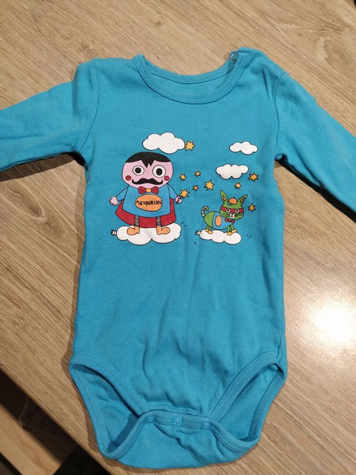 Body bleu manches longues