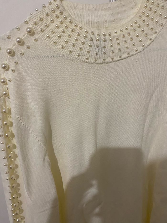 Pull blanc à perles H&M - photo numéro 3
