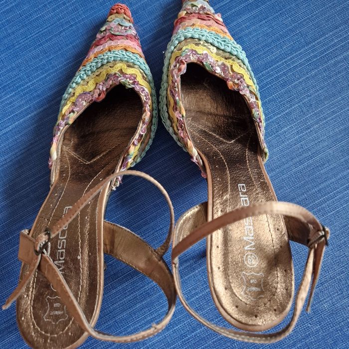 T39 sandales a talon multicolore - photo numéro 3