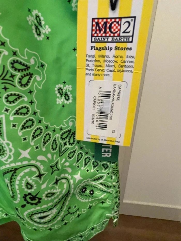 MC2 Saint Barth - Short de bain, "Bandana Round 7501" Vert, taille XL - photo numéro 4