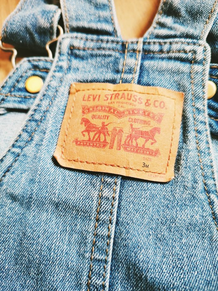 👖Levi's Strauss - Salopette en jean bleu mixte fille/garçon modèle Shortall -taille 3mois - photo numéro 6