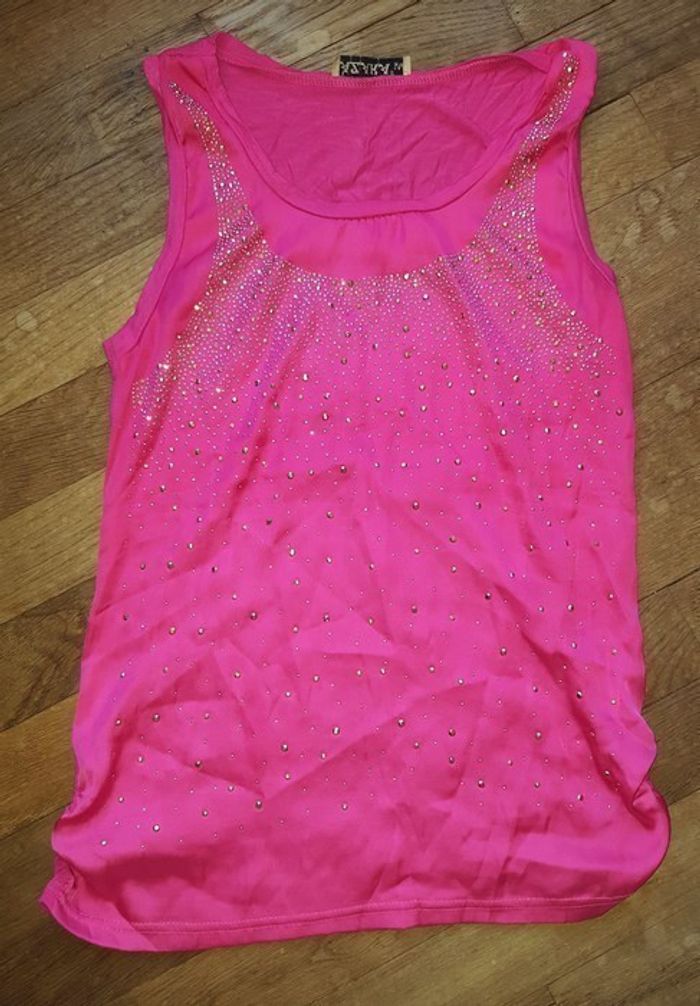 Top Rose Strass Taille S-M - photo numéro 2