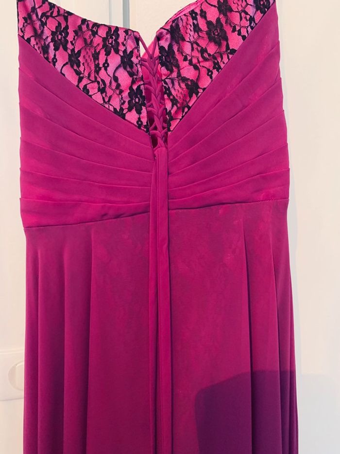 Robe de soirée bustier asymétrique violine prune - photo numéro 3