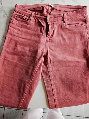 Pantalon droit couleur rouille corail 