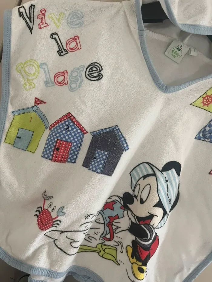 Cape de bain Mickey plage taille 1 (0-6 mois) - photo numéro 2
