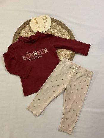 Ensemble fille huat manche longue col roulé et leggings fleuri