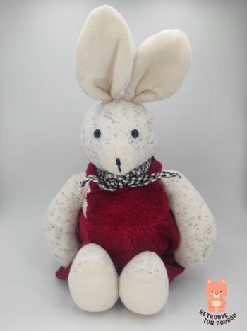 Peluche Lapin salopette bordeaux Moulin Roty